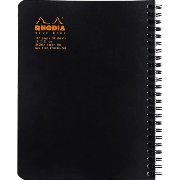 Rhodia asuntovihko - spiraalisidottu A5-pisteellinen paperi - musta kansi - 80 grammaa - 160 sivua/80 arkkia (Rhodia no. 193439C)