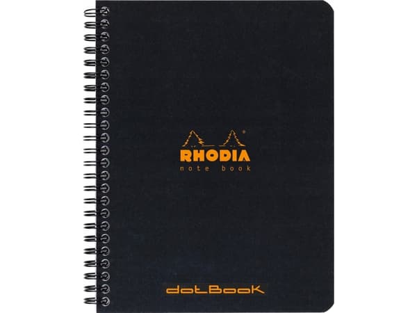 Rhodia asuntovihko - spiraalisidottu A5-pisteellinen paperi - musta kansi - 80 grammaa - 160 sivua/80 arkkia (Rhodia no. 193439C)