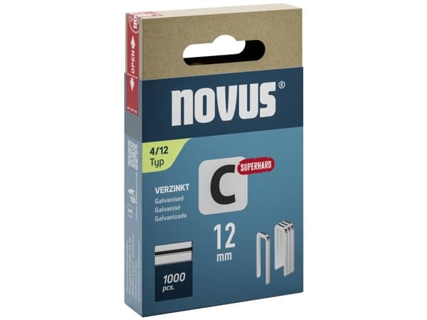 Novus Tools 042-0800 Smalrygklammer Type 4 1000 stk Dimensioner (L x B x H) 12 x 6.1 x 12 mm