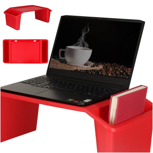 Rött laptopbord med arrangör