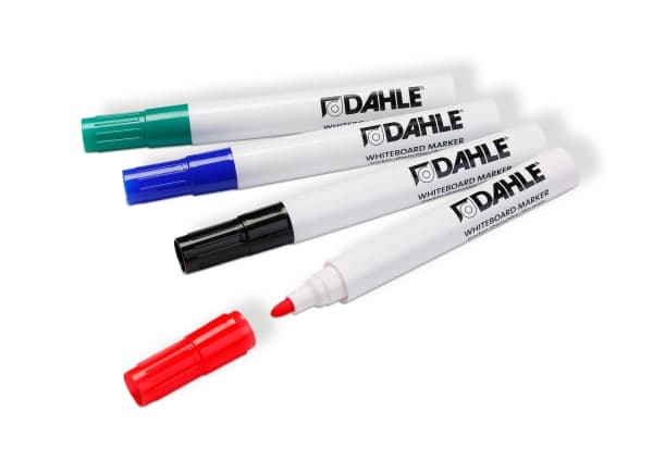 whiteboardmarkerset Dahle 95050, assorterade, 4 st i vikbar låda