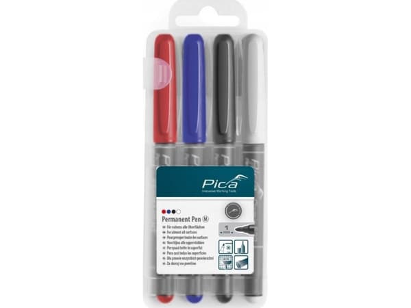 PICA 4 permanenta precisionsmarkörer färger: svart, röd, blå, vit