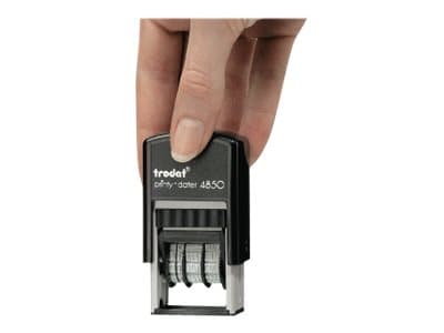 Trodat Printy 4850/L1 - Stempel - selvfargende - 2-farget (blå, rød) - dato, standardtekst - 3.8 mm - EINGEGANGEN - 25 x 14 mm - svart håndtak