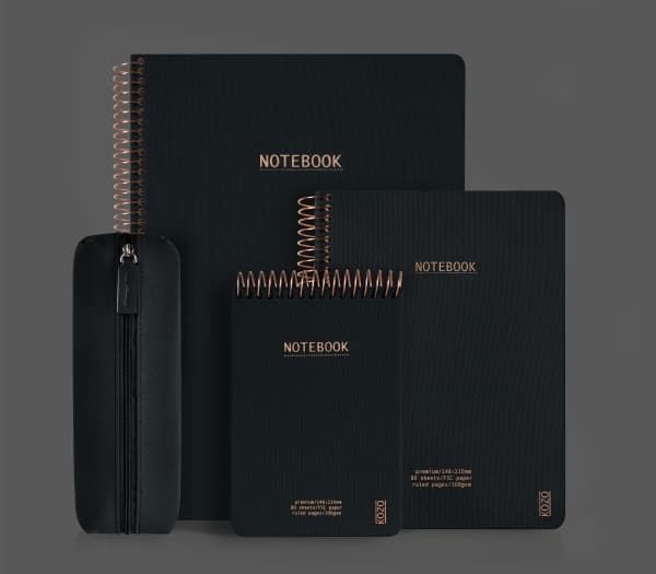 KOZO Notesbog A6 Premium Black - (6 stk.)