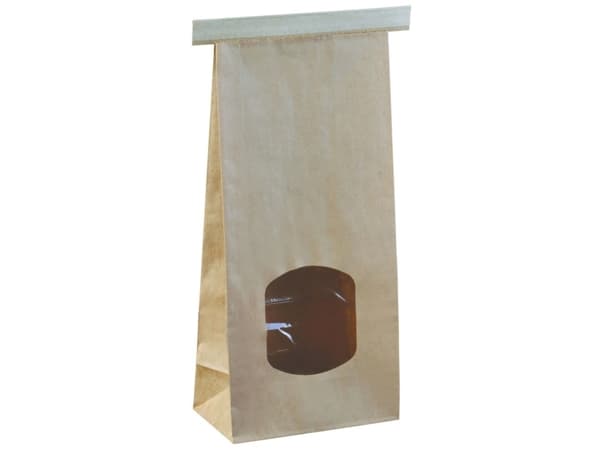 Lohkopohjainen laukku, Detpak, 7,2x11,5x24,6cm, 2 l, ruskea, OPP/paperi, ilman kahvaa, sivusäleiköllä, lohkopohjalla,...
