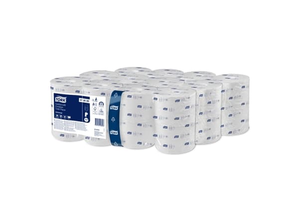 Toiletpapir Tork OptiServe T7 1-lags hvid u/hylse 143,8m 24rul/kar 472620