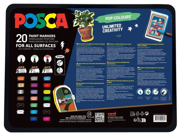 POSCA GIFT METAL TIN, 20 ass. Pop Colours (6xpc1mc - 7xpc3m - 7xpc5m)