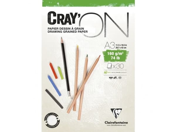 Clairefontaine Cray''ON, Monivärinen, A3 (297 x 420 mm), 160 g/m², 30 arkkia
