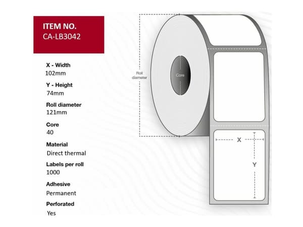 Capture - Permanet adhesiv - toppbelagt - hvit - 102 x 74 mm 12000 etikett(er) (12 rull(er) x 1000) boks - merkelapper