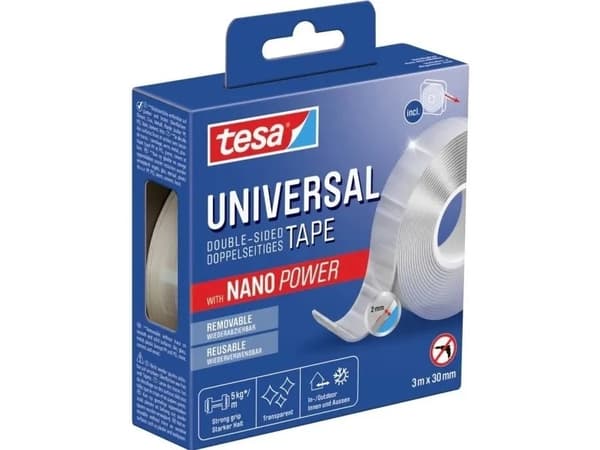 tesa kaksipuolinen teippi Universal 3m 30mm korkea transp.