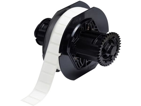 Brady B33-125-490, Hvit, Selvklebende skriveretikett, Utstanset etikett, Polyester, Trermisk overføring, Akryl