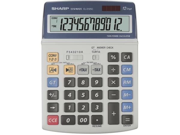 Sharp EL-2125C - Skrivebordskalkulator - 12 sifre - solpanel, batteri