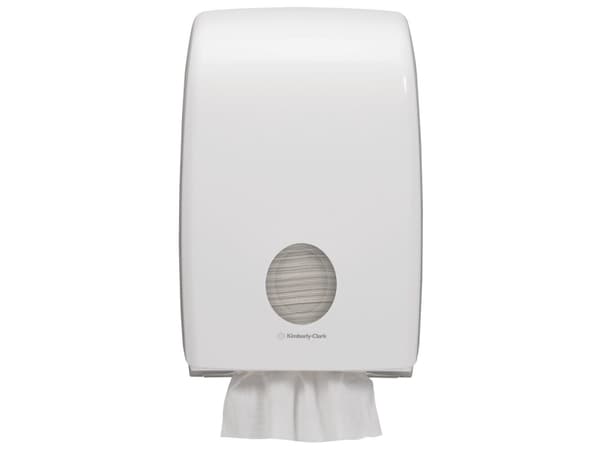 Dispenser, Kimberly-Clark Aquarius, 13,6x26,5x39,9cm, hvid, plast, til håndklædeark maks dybde 10...