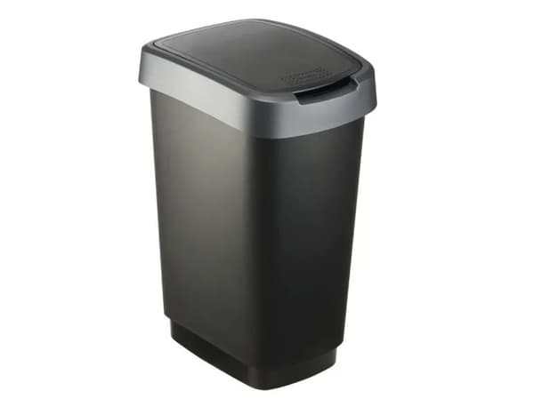 Rotho Twist - Søppelbøtte - flipp-/svinglokk - 25 L - mørkt sølv