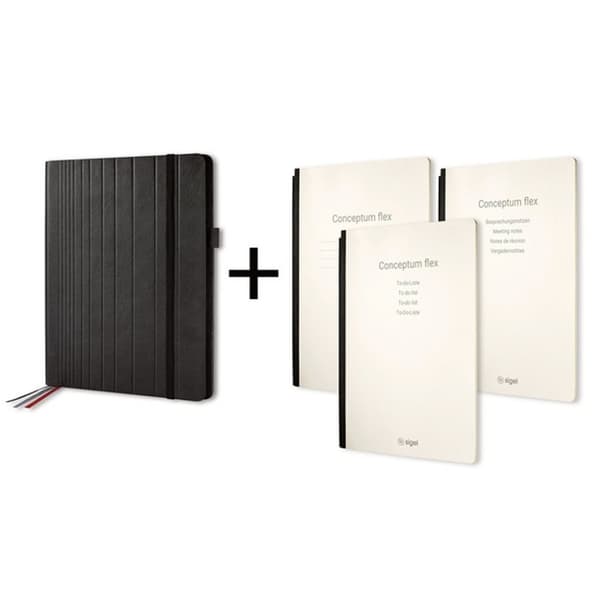 Sigel SI-CF133 Conceptum Flex Business Organizer A5 svart/konfektläder + 3 anteckningsböcker