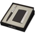 Miniatyrbillede 1 af 3: Sheaffer SF-G2931351-3 Kuglepen 100 M gavesæt blank sort tønde - børstet nikkelbelagt + visitkortholder