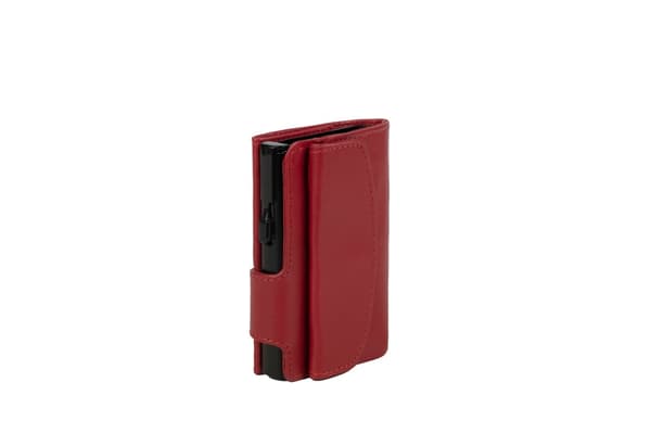 Juscha JU-961203 Korthållare Clicksafe RFID Nappa Läder RO/ZW 8 kort med förvaringsfack för mynt