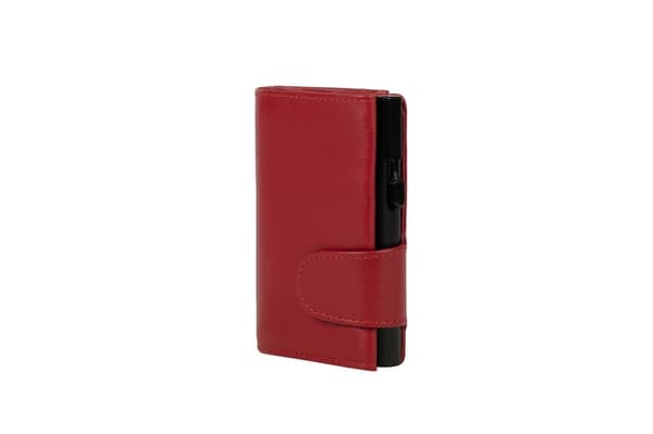 Juscha JU-961203 Korthållare Clicksafe RFID Nappa Läder RO/ZW 8 kort med förvaringsfack för mynt