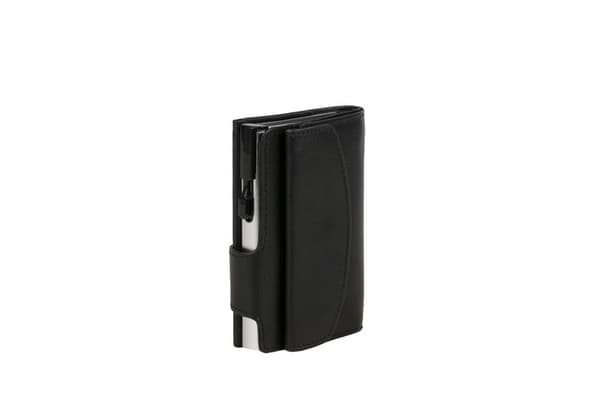 Juscha JU-962201 Kortholder Clicksafe RFID Nappa Læder ZW/ZI 8 kort med opbevaringsrum til mønter