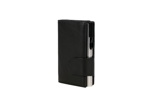 Juscha JU-962201 Kortholder Clicksafe RFID Nappa Læder ZW/ZI 8 kort med opbevaringsrum til mønter