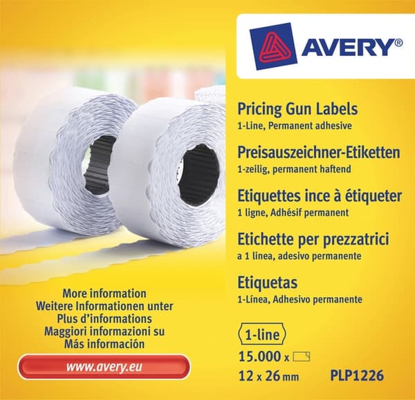 Avery AV-PLP1226 Prislapp Etiketter Permanent 26x12mm Vit 10 Roll In Box