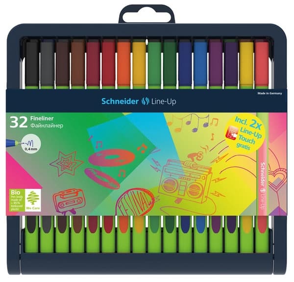 Schneider S-191091 Fineliner Line-Up 0,4mm Assorteret 32 stk. Inkl. 2x gratis line-up touch
