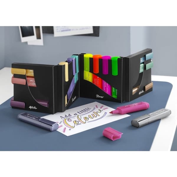 Faber Castell FC-254603 Skrivbordsset för textmarkörer 4xNeon/4xPastell/8xMetallic