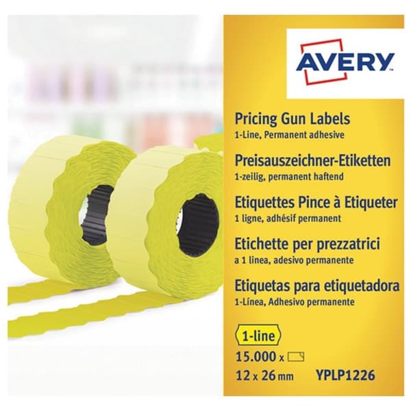 Avery AV-YPLP1226 Prisskilt Etiketter Permanent 10 ruller gul