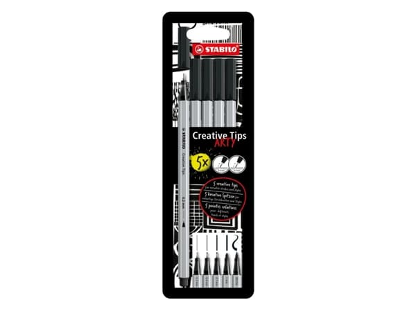 STABILO Creative Tips, 1 färger, Svart, 0,2 mm, 1 mm, Grå, Svart, Vattenbaserat bläck