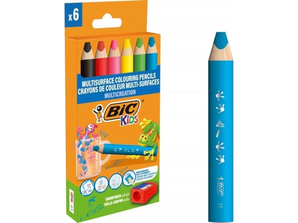 Pencil crayons + sharpener 6+1pcs BIC Kids