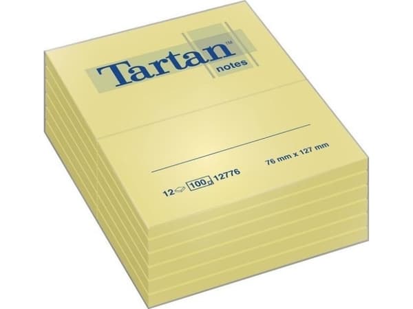 Tartan TARTAN selvklebende pute, 76x127mm, 12x100 kort, gul