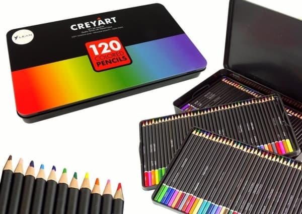 LeanToys 120 konstnärskritor Metallbehållare