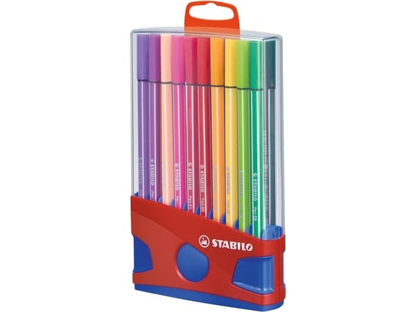 STABILO Pen 68, 20 färger, Multifärg, Rundad spets, 1 mm, Multifärg, Hexagonal
