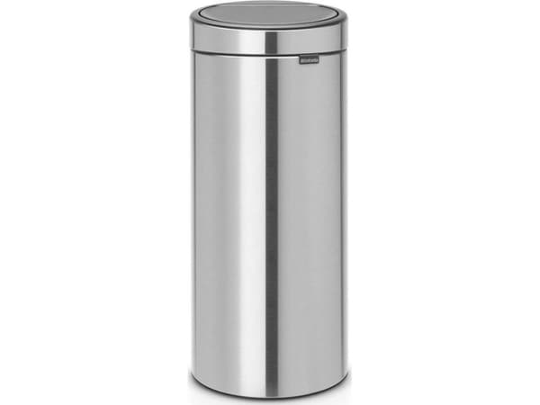 Brabantia Touch Bin, 30L, 30 L, Pyöreä, Muovi, Ruostumaton teräs, Ohje, Ruostumaton teräs, 29 cm