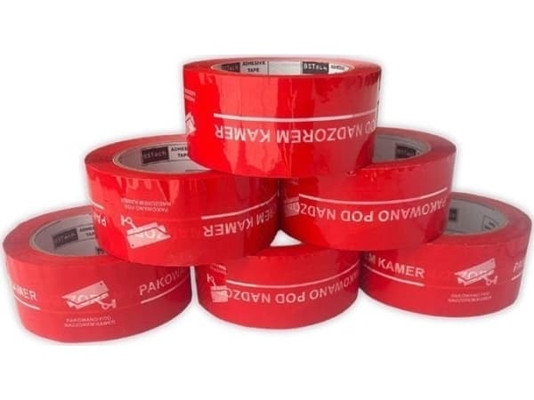 BSTech selvklebende tape med trykk 48x100m "Pakket under kameraovervåking" 6 stk.