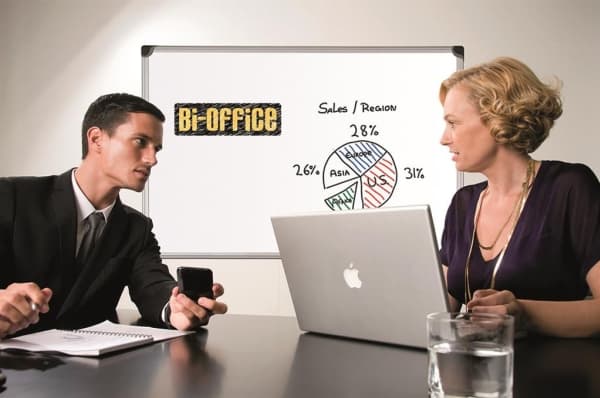 Whiteboard, Bi-Office Classic, lakeret, 120 x 180 cm