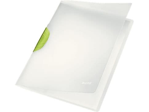 Leitz ColorClip Magic - Klemmarikansio - A4 - kapasiteetti: 30 arkkia - puoliksi läpinäkyvä, tummanvihreä klipsi