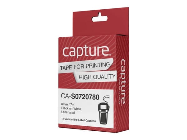 Capture - Nylon - laminerad - svart på vitt - Rulle (0,6 cm x 7 m) 1 kassett(er) hängande låda - etiketttejp (alternativ för: DYMO S0720780, DYMO 436