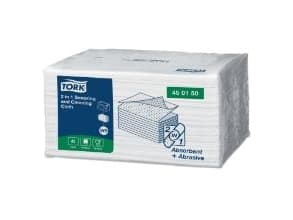 Aftørrings- & skureklud Tork 2-i-1 W8 L38.5xB30cm Papir 1-lag FSC Hvid,8 pk x 45 stk/krt