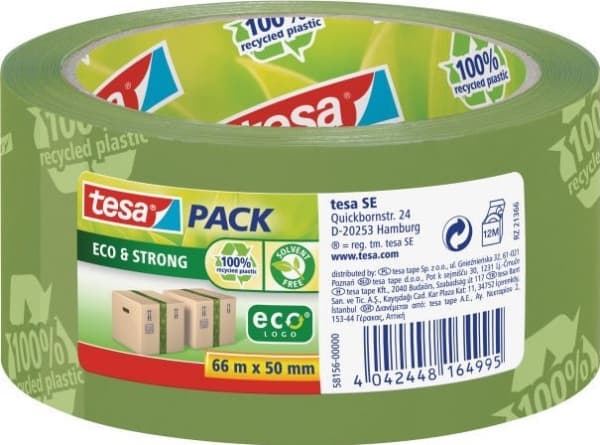 Tesapack Eco & Strong - Pakketape - 50 mm x 66 m - polypropylen - grønn