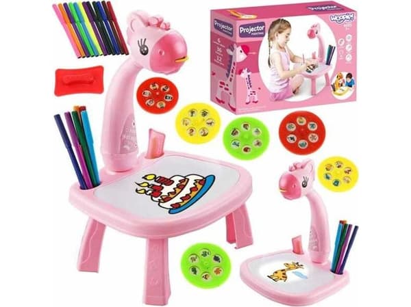 Woopie tegnebrettprojektor Rosa giraff + Lumarko-markører!