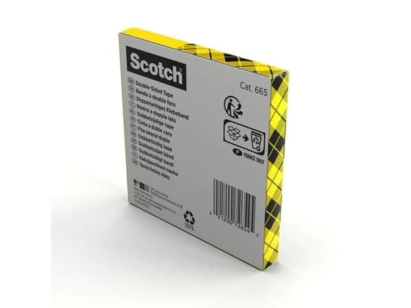 3M Scotch dubbelsidig självhäftande film 665, 12 mm x 32,9 m dubbelsidig permanent självhäftande film, kärndiameter: 76 mm (D6651233)