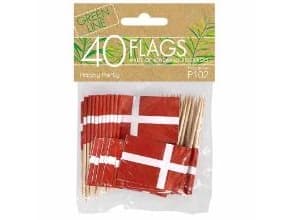 Lippukakkulippu puutikussa Dannebrog 3,5x7cm Paperi Punainen/Valkoinen, 12 ps x 40 kpl/kpl