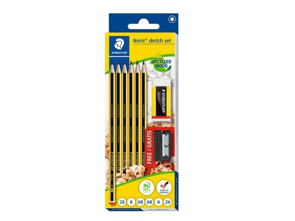 Staedtler Ołówek Noris 6szt 2xHB,1x2B,B,H,2H + gumka+gratis