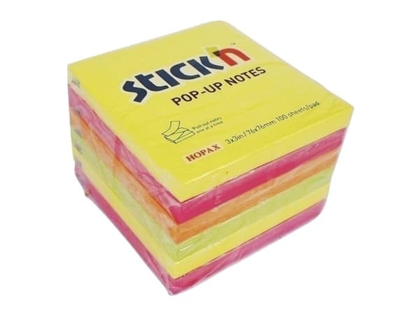 Notes Stick'N Neon Z-fold lemon, magenta, orange 76x76mm 6blk
