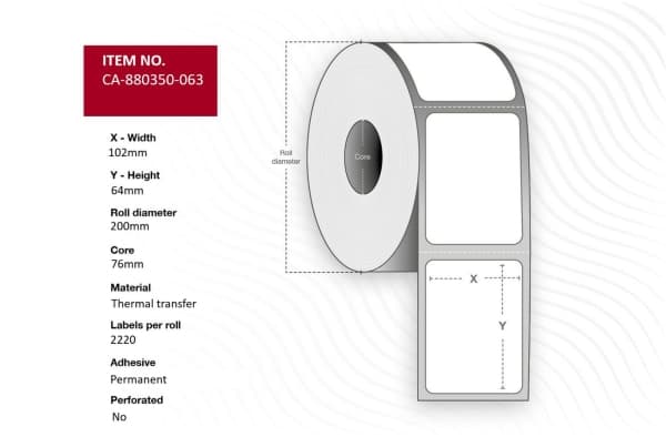 Capture - Polyester - permanet adhesiv - hvit - 102 x 64 mm 8880 etikett(er) (4 rull(er) x 2220) boks - merkelapper