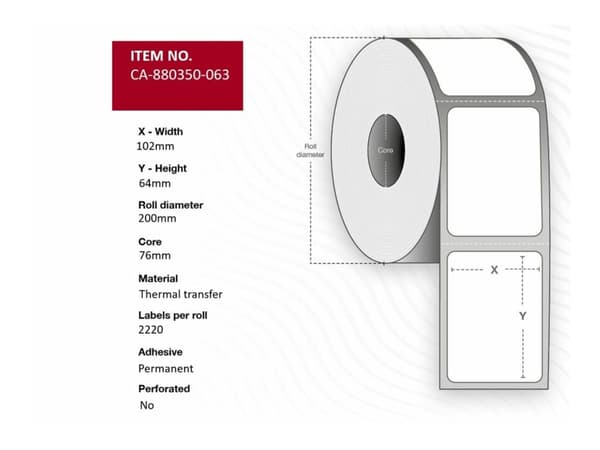 Capture - Polyester - permanet adhesiv - hvit - 102 x 64 mm 8880 etikett(er) (4 rull(er) x 2220) boks - merkelapper