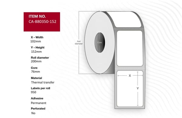 Capture - Polyester - permanent akryl-adhesiv - hvit - 102 x 152 mm 3800 etikett(er) (4 rull(er) x 950) merkelapper