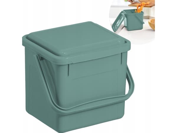 Bio affaldsspand, Rotho, mørkegrøn, plast, 5 l, med lufttæt låg