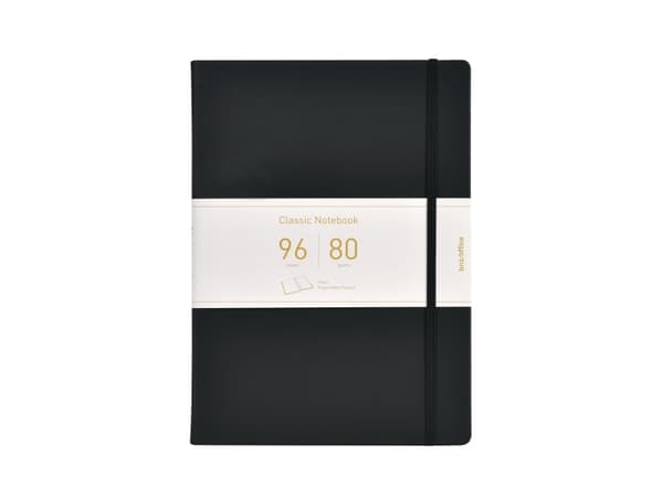 PU Notesbog A4 Blank Sort - (6 stk.)